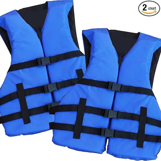 Two blue life vests