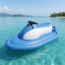 Inflatable electric water jet ski floating in clear water