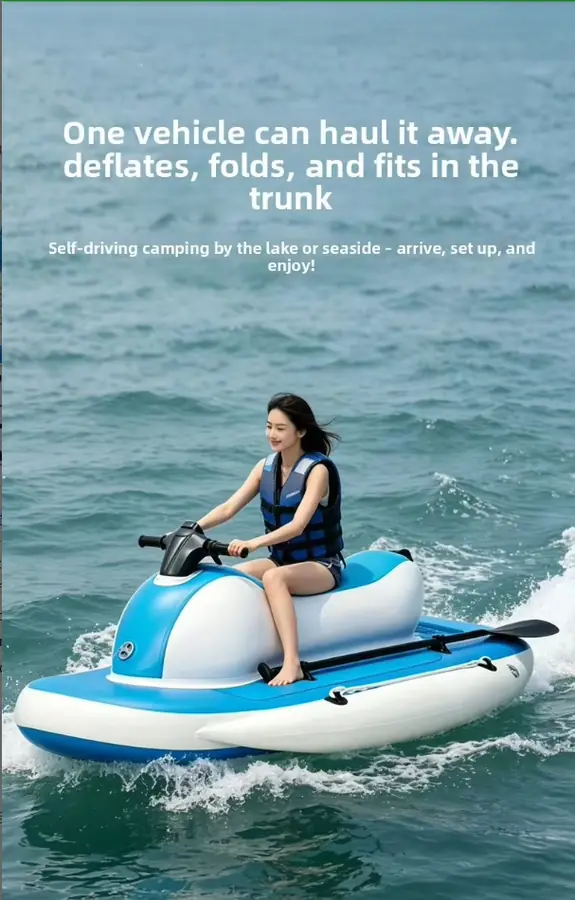 Inflatable water jet ski in use